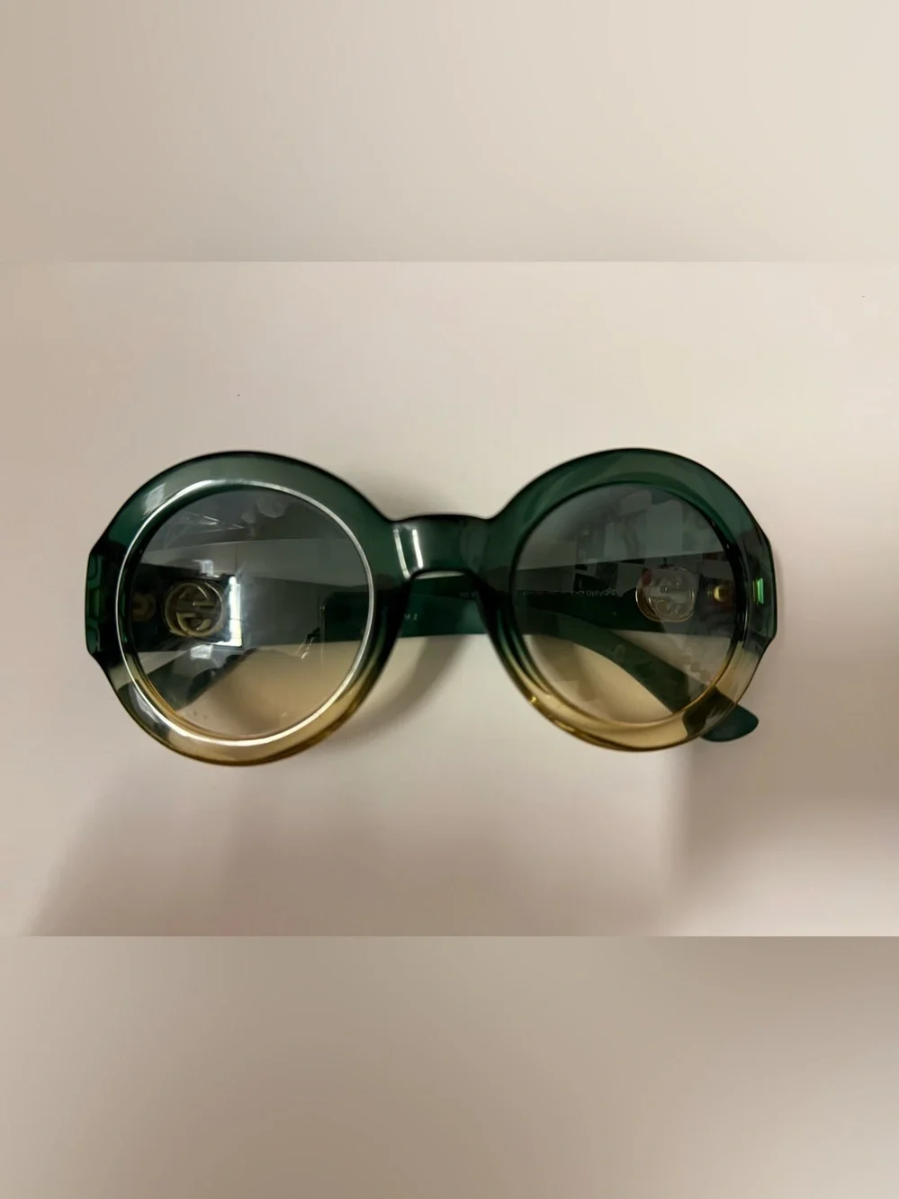 Gucci Green and Gold Round Gradient Women’s Sunglasses